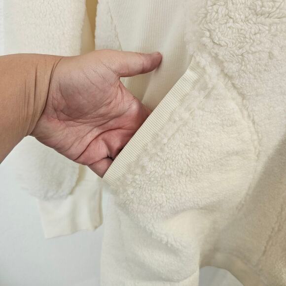 DAILY PRACTICE ANTHRO Sherpa Half-Zip Sweatshirt in Ivory Comb Size S NWT - Picture 7 of 12